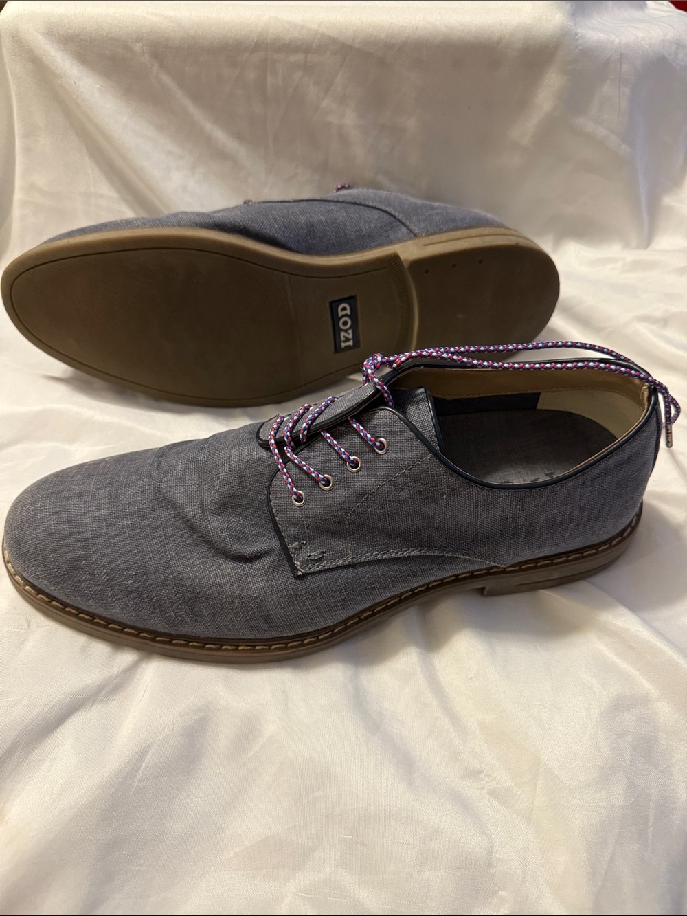 Izod Men's Gray Canvas Derby Shoes with Patterned Laces